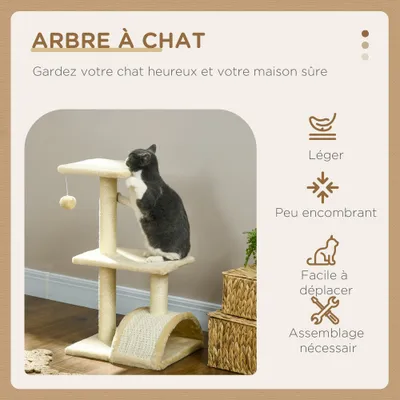 PawHut - arbre à chat griffoir grattoir 2 plateformes