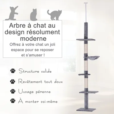 PawHut - arbre à chat poteau 5 niveaux PawHut - arbre à chat poteau 5 niveaux