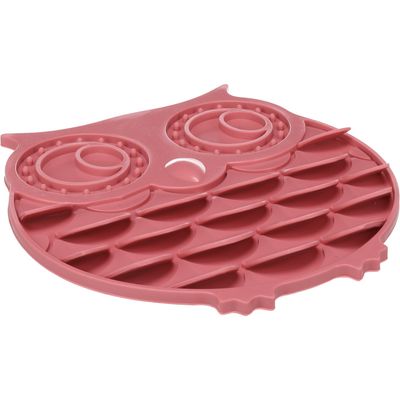 Le tapis à lécher Dudu Hibou rose, 28 x 28 x 2,5 cm, pour les chiens et les