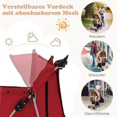 GIANTEX Zusammenklappbarer Kinderwagen für Hunde und Katzen GIANTEX Zusammenklappbarer Kinderwagen für Hunde und Katzen