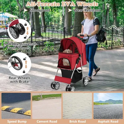 GIANTEX Poussette Pliable pour Chien et Chat