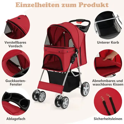 GIANTEX Zusammenklappbarer Kinderwagen für Hunde und Katzen GIANTEX Zusammenklappbarer Kinderwagen für Hunde und Katzen