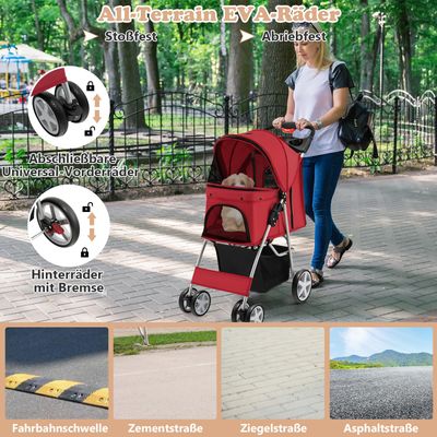 GIANTEX Zusammenklappbarer Kinderwagen für Hunde und Katzen