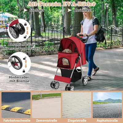GIANTEX Zusammenklappbarer Kinderwagen für Hunde und Katzen GIANTEX Zusammenklappbarer Kinderwagen für Hunde und Katzen