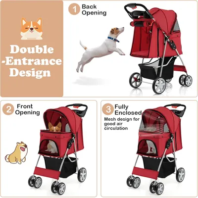 GIANTEX Poussette Pliable pour Chien et Chat
