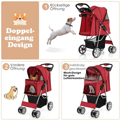 GIANTEX Zusammenklappbarer Kinderwagen für Hunde und Katzen GIANTEX Zusammenklappbarer Kinderwagen für Hunde und Katzen