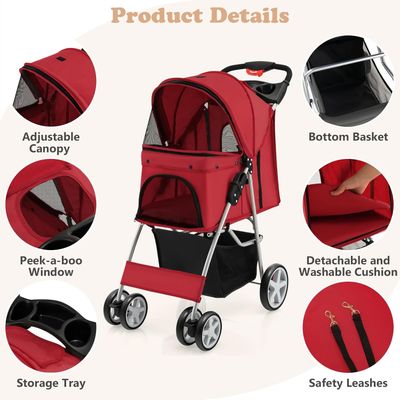 GIANTEX Poussette Pliable pour Chien et Chat