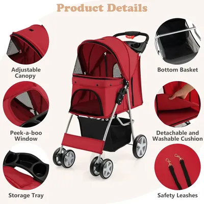 GIANTEX Poussette Pliable pour Chien et Chat
