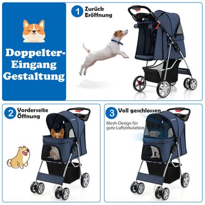 GIANTEX Zusammenklappbarer Kinderwagen für Hunde und Katzen