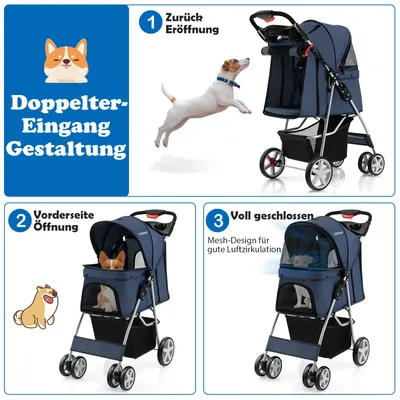 GIANTEX Zusammenklappbarer Kinderwagen für Hunde und Katzen