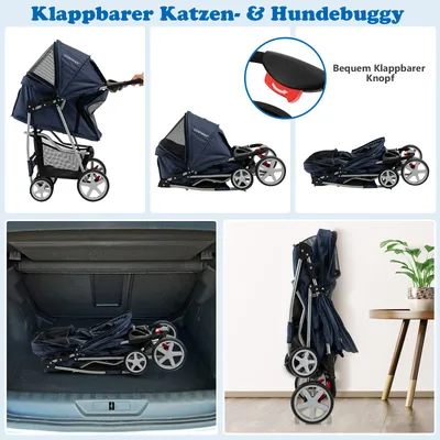 GIANTEX Zusammenklappbarer Kinderwagen für Hunde und Katzen