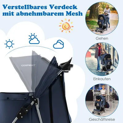 GIANTEX Zusammenklappbarer Kinderwagen für Hunde und Katzen