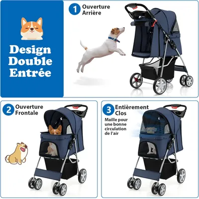 GIANTEX Poussette Pliable pour Chien et Chat
