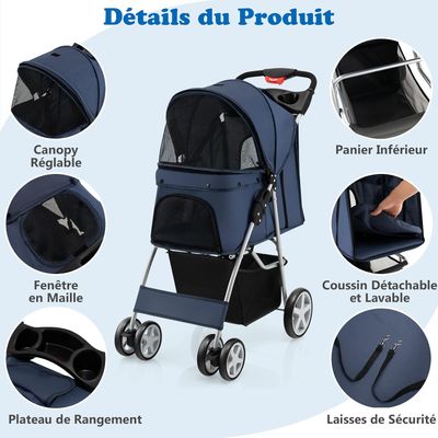 GIANTEX Poussette Pliable pour Chien et Chat
