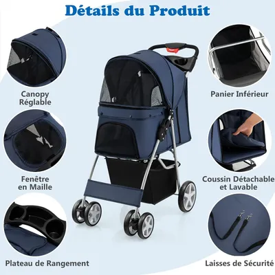 GIANTEX Poussette Pliable pour Chien et Chat