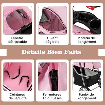 GIANTEX Poussette Pliable pour Chien et Chat