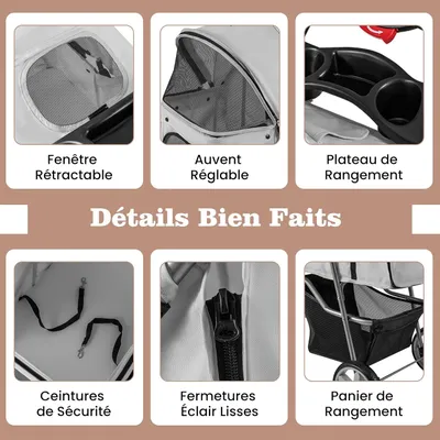 GIANTEX Poussette Pliable pour Chien et Chat