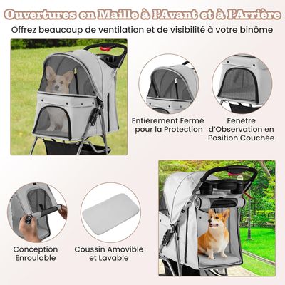 GIANTEX Poussette Pliable pour Chien et Chat
