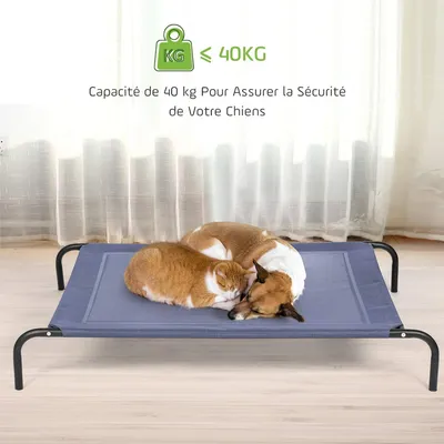 GIANTEX Lit pour Chien Surélevé Couchette 130 x 90 CM Gris