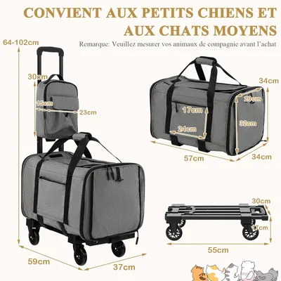 GIANTEX Sac de Transport à Roulette 2 en 1 avec Fenêtre de Ventilation