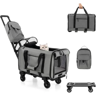 GIANTEX 2-in-1-Transporttasche mit Rollen und Belüftungsfenster