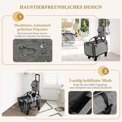 GIANTEX 2-in-1-Transporttasche mit Rollen und Belüftungsfenster