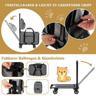 GIANTEX 2-in-1-Transporttasche mit Rollen und Belüftungsfenster GIANTEX 2-in-1-Transporttasche mit Rollen und Belüftungsfenster