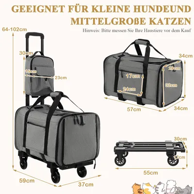 GIANTEX 2-in-1-Transporttasche mit Rollen und Belüftungsfenster GIANTEX 2-in-1-Transporttasche mit Rollen und Belüftungsfenster