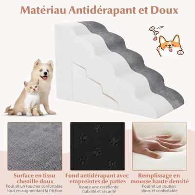 GIANTEX Escalier pour Chien Chat à 3 Marches avec Rampe,Marches en Mousse