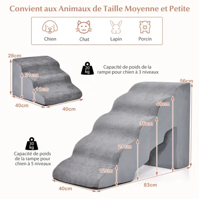GIANTEX Escalier pour Animaux de Compagnie avec Rampe et marches en Mousse