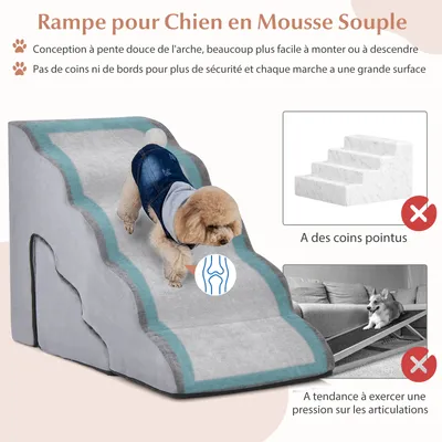 GIANTEX Escalier pour Animaux de Compagnie avec Rampe et marches en Mousse