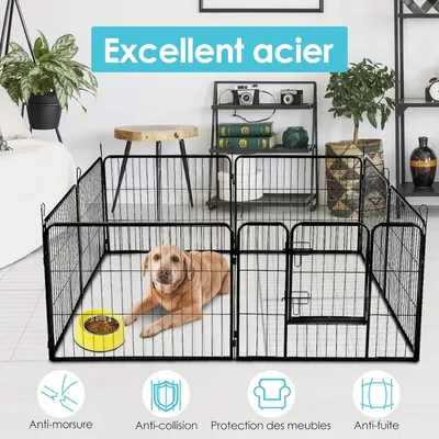 GIANTEX Parc/Enclos pour Animaux en Métal à 8 Panneaux 100 cm