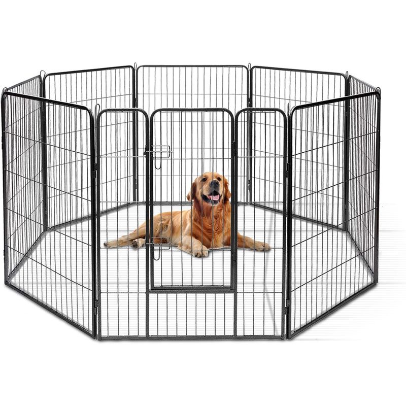 GIANTEX Tiergehege aus Metall mit 8 Elementen, 100 cm