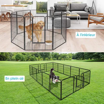 GIANTEX Parc/Enclos pour Animaux en Métal à 8 Panneaux 100 cm