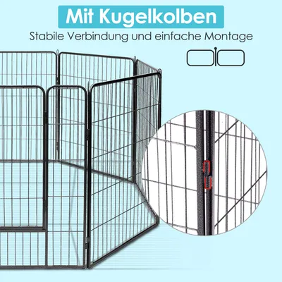 GIANTEX Tiergehege aus Metall mit 8 Elementen, 100 cm GIANTEX Tiergehege aus Metall mit 8 Elementen, 100 cm