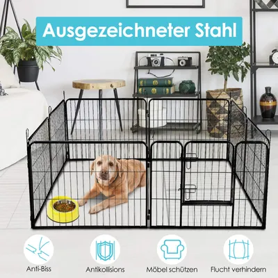 GIANTEX Tiergehege aus Metall mit 8 Elementen, 100 cm GIANTEX Tiergehege aus Metall mit 8 Elementen, 100 cm