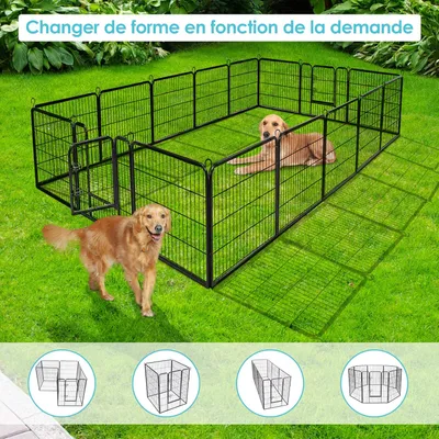 GIANTEX Parc/Enclos pour Animaux en Métal à 8 Panneaux 100 cm