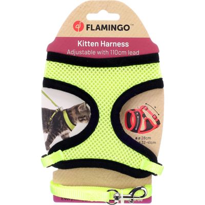 Harnais avec laisse couleur Jaune fluo pour chaton