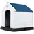 GIANTEX Niche pour Chien en Plastique avec Toit Étanche Bleu et Blanc GIANTEX Niche pour Chien en Plastique avec Toit Étanche Bleu et Blanc