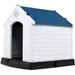 GIANTEX Niche pour Chien en Plastique avec Toit Étanche Bleu et Blanc