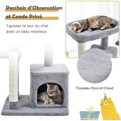 GIANTEX Arbre à Chat 85cm en Peluche à 4 Niveaux