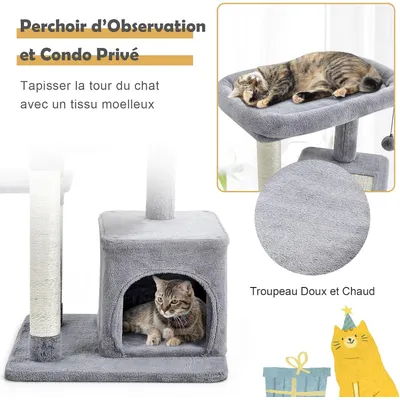 GIANTEX Arbre à Chat 85cm en Peluche à 4 Niveaux