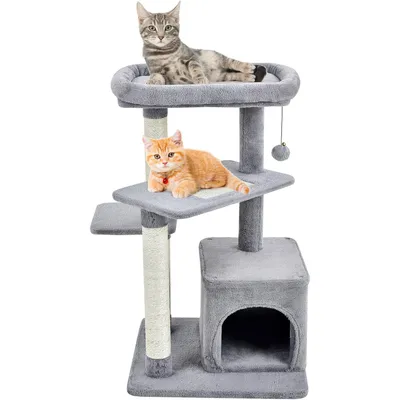 GIANTEX Arbre à Chat 85cm en Peluche à 4 Niveaux GIANTEX Arbre à Chat 85cm en Peluche à 4 Niveaux