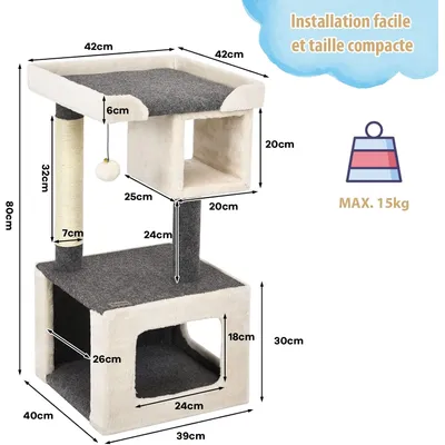 GIANTEX Arbre à Chat 80 CM Beige