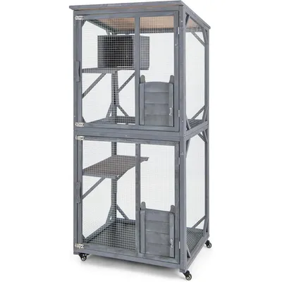 GIANTEX Grande Cage pour Chat sur Roues 80 x 70 x 182cm GIANTEX Grande Cage pour Chat sur Roues 80 x 70 x 182cm
