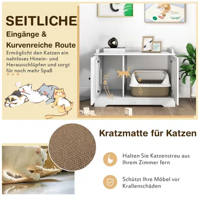 GIANTEX Katzenschrank,Versteckte Katzentoilette mit Trennwand & Doppeltüren GIANTEX Katzenschrank,Versteckte Katzentoilette mit Trennwand & Doppeltüren