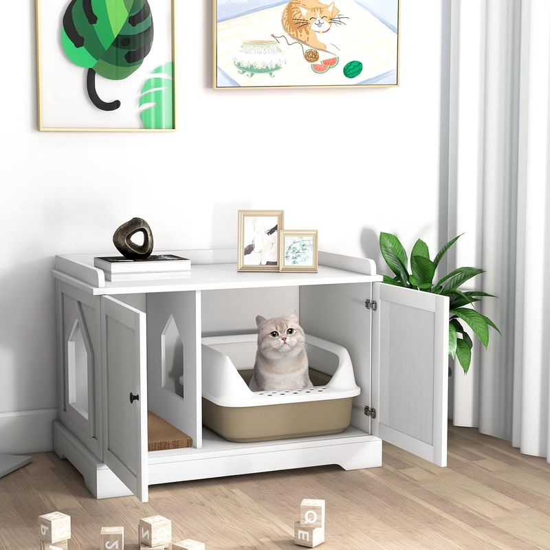 GIANTEX Maison de Toilette pour Chat 3 en 1