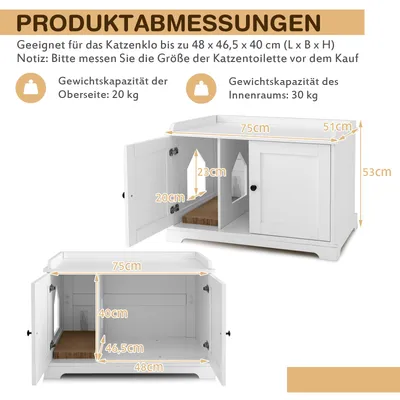 GIANTEX Katzenschrank,Versteckte Katzentoilette mit Trennwand & Doppeltüren GIANTEX Katzenschrank,Versteckte Katzentoilette mit Trennwand & Doppeltüren