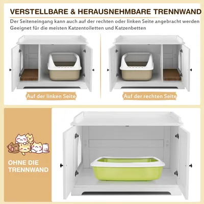 GIANTEX Katzenschrank,Versteckte Katzentoilette mit Trennwand & Doppeltüren GIANTEX Katzenschrank,Versteckte Katzentoilette mit Trennwand & Doppeltüren