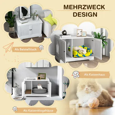 GIANTEX Katzenschrank,Versteckte Katzentoilette mit Trennwand & Doppeltüren GIANTEX Katzenschrank,Versteckte Katzentoilette mit Trennwand & Doppeltüren